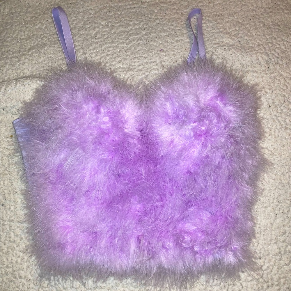 New Purple Feather crop Top Size L